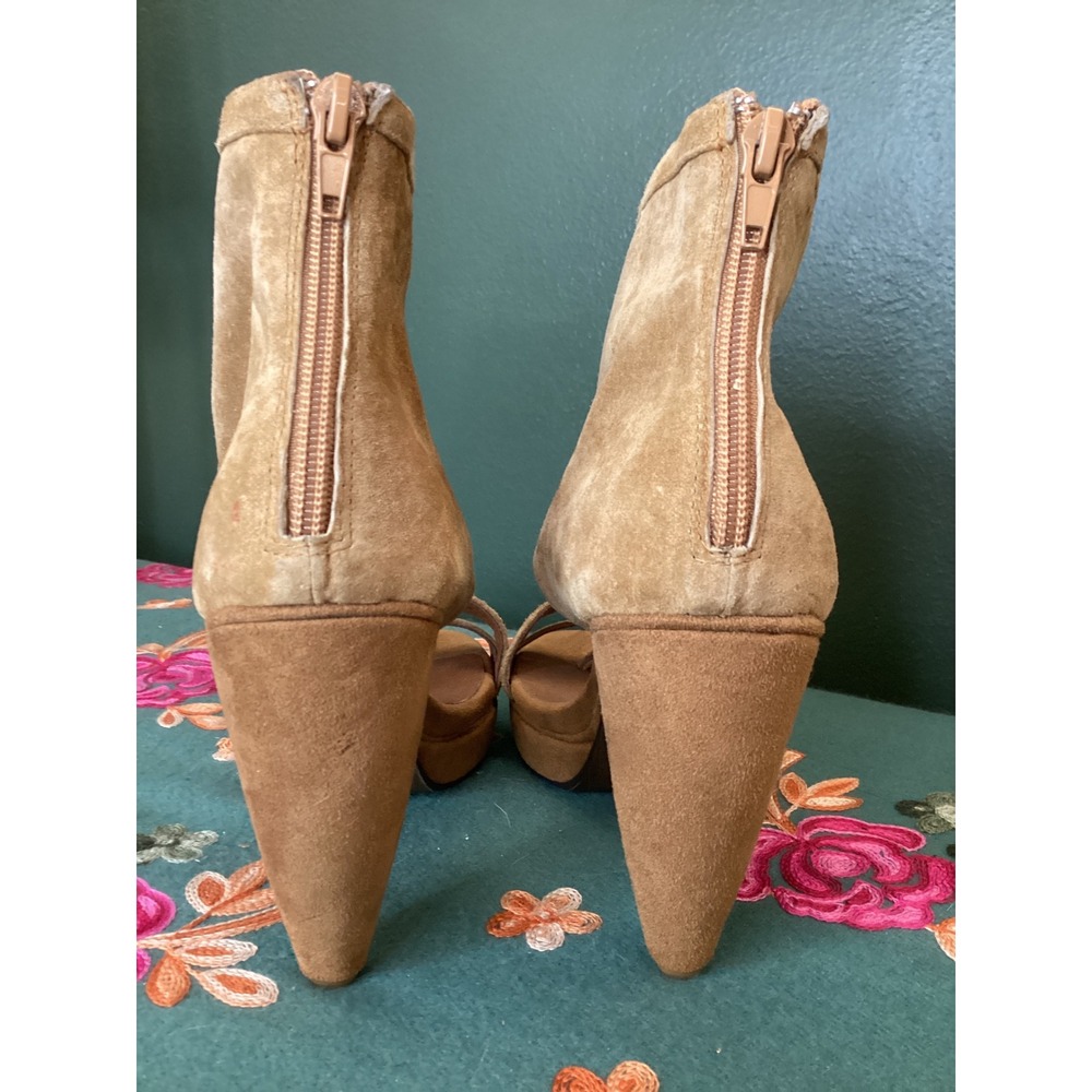 Jeffrey Campbell Zing Sandals Women 8 Tan Suede Ankle Cuff Heel - Picture 3 of 8